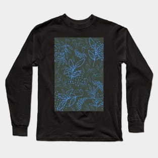 Light Blue leaves pattern Long Sleeve T-Shirt